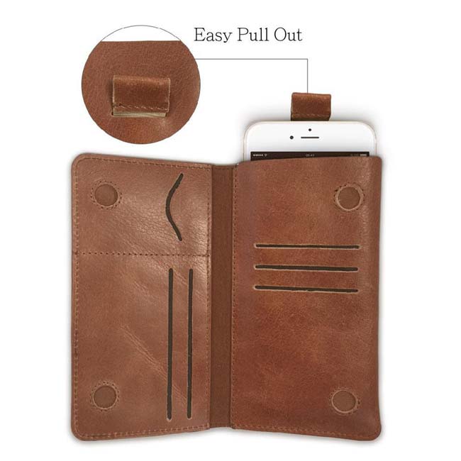 Urban Universal All-in-1 Wallet Case with Card Slots For 4.7-inch Mobile Phones - Tan image 2