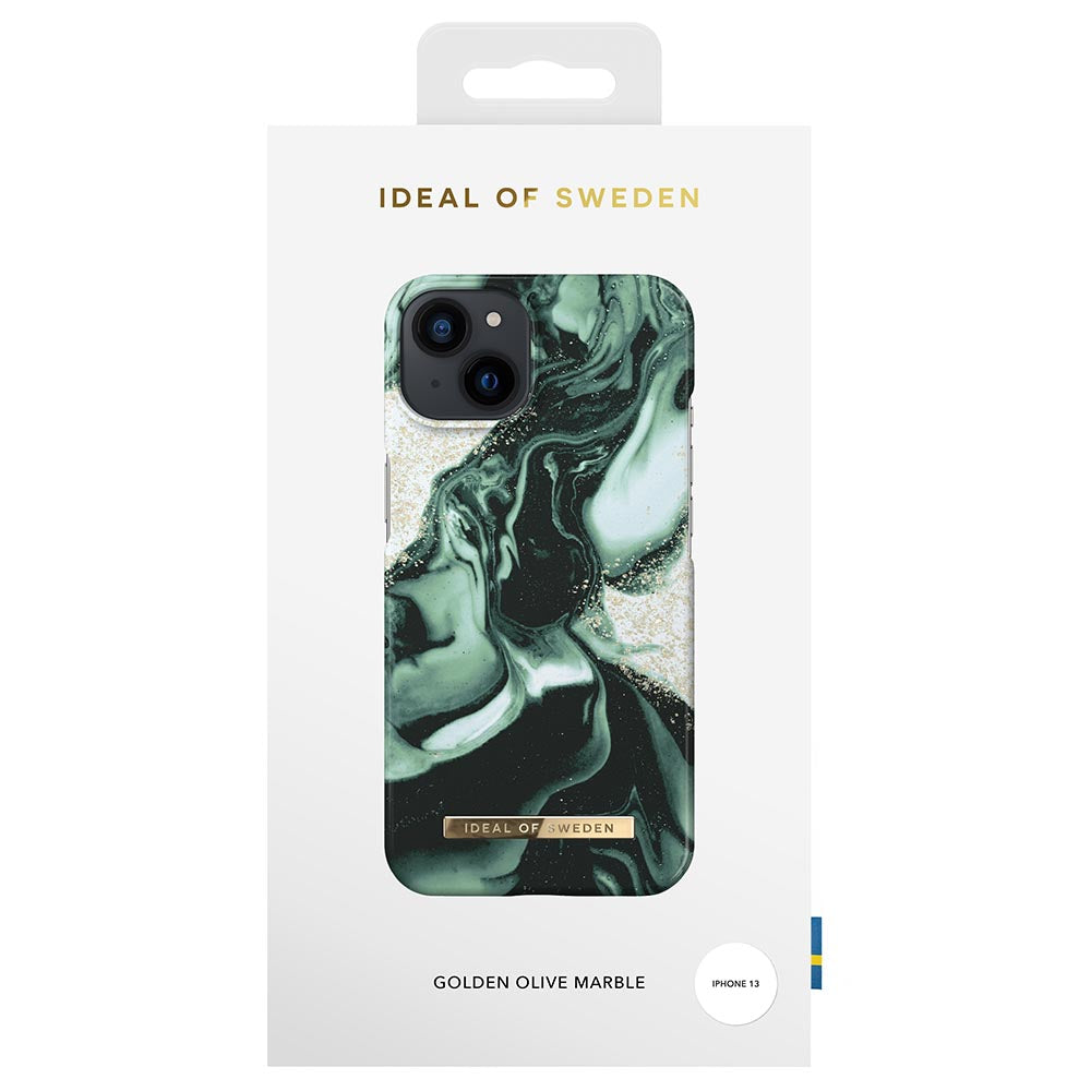 Ideal Of Sweden Fashion Case For iPhone 13 - Golden Olive Marble