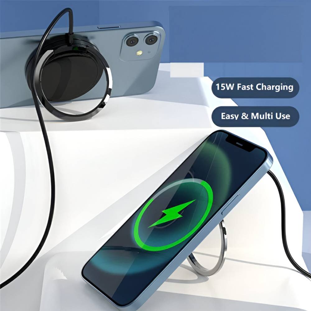 Soka 15W MagSafe Wireless Charger with Ring Stand – Black