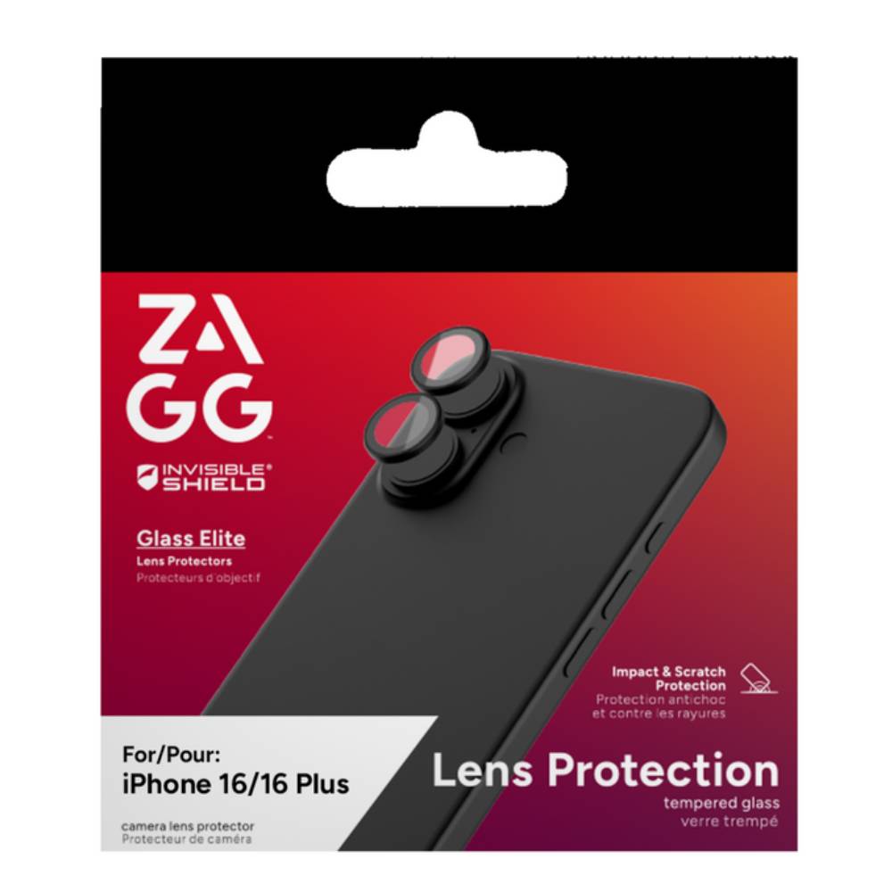 ZAGG Glass Elite Premium Camera Lens Protector For iPhone 16/ 16 Plus - Black