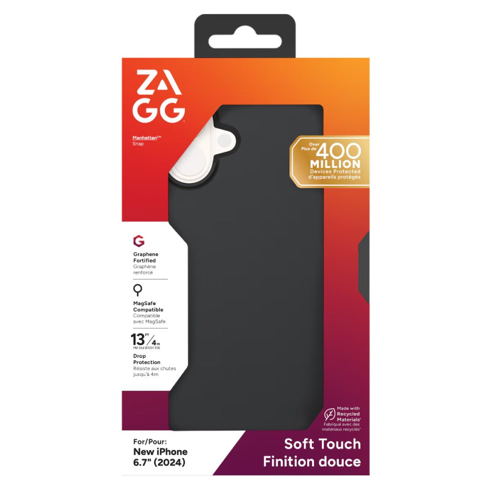 ZAGG Manhattan Snap MagSafe Case For iPhone 16 Plus - Black