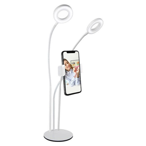 Vivitar 3 In 1 Desktop Stand with 2 Ring Lights with Phone Cradle - White image 0
