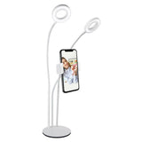 Vivitar 3 In 1 Desktop Stand with 2 Ring Lights with Phone Cradle - White image 0