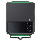 Samsung Silicone Cover with Strap For Galaxy Z Flip4 - Black image 0