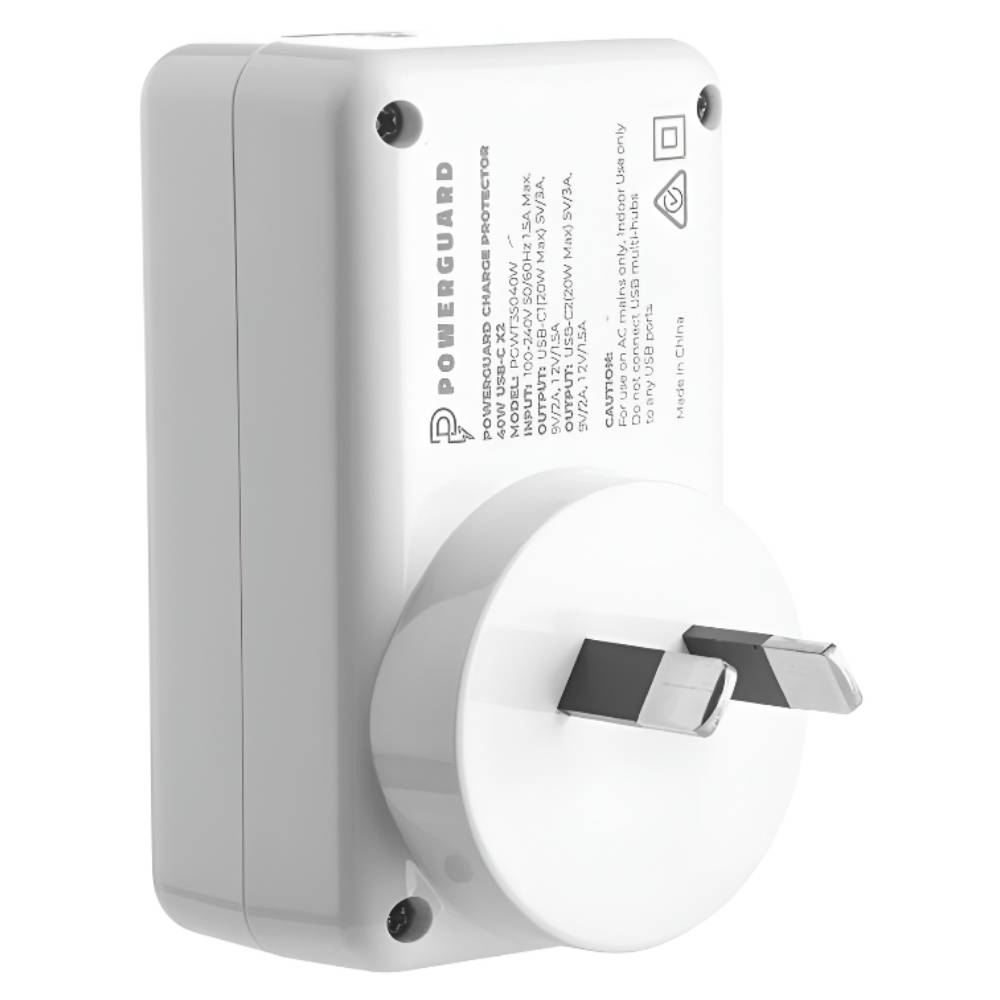 3sixT PowerGuard Surge Protector 40W USB-C + USB-C (White)