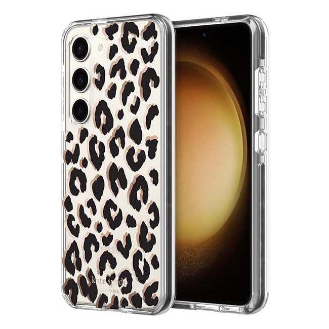 Kate Spade New York Defensive Hardshell Case For Galaxy S23 - City Leopard Black