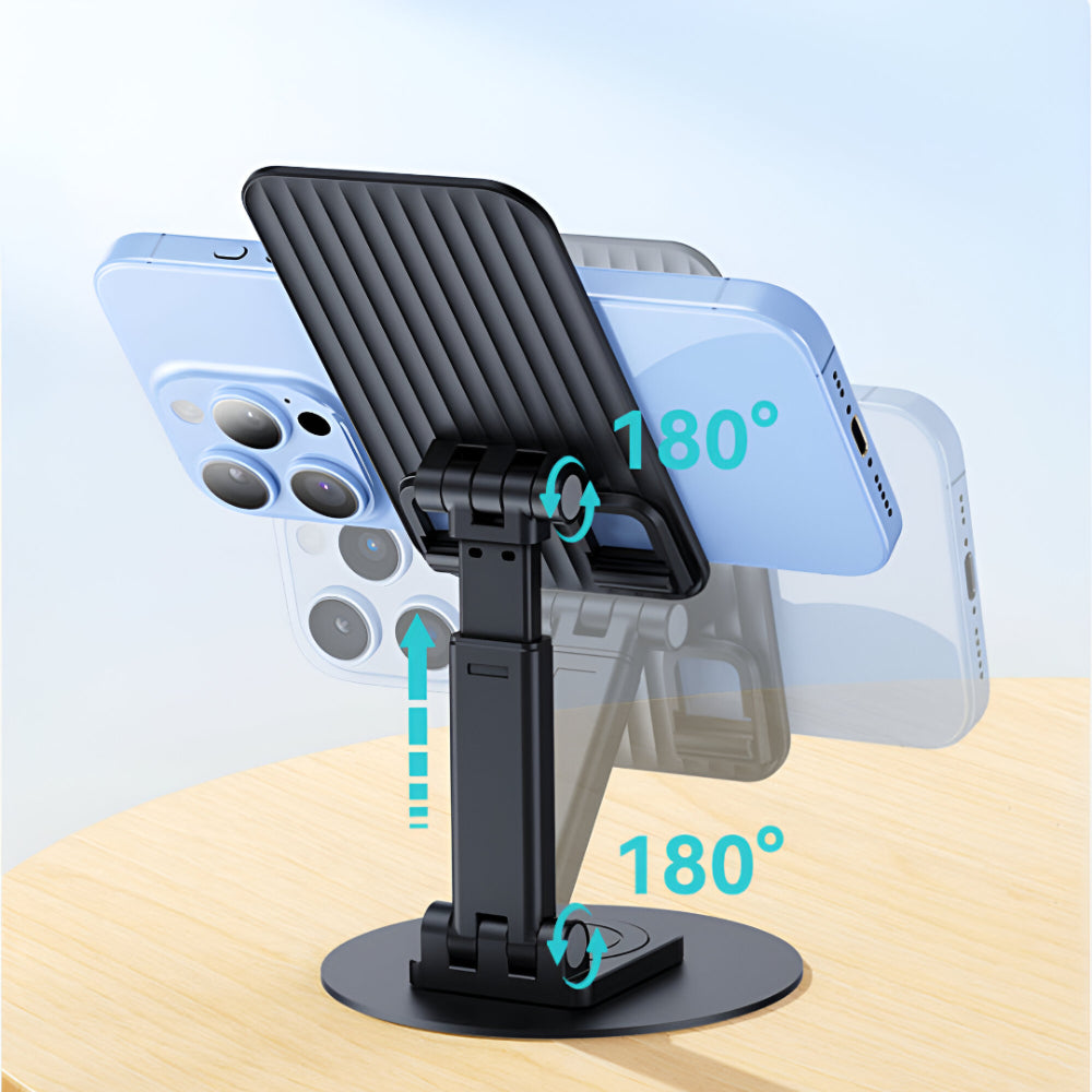 BWOO Foldable Desktop Phone Holder 360 Rotatable Desktop – Black [BO-ZJ132]