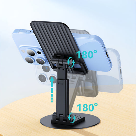BWOO Foldable Desktop Phone Holder 360 Rotatable Desktop – Black [BO-ZJ132]