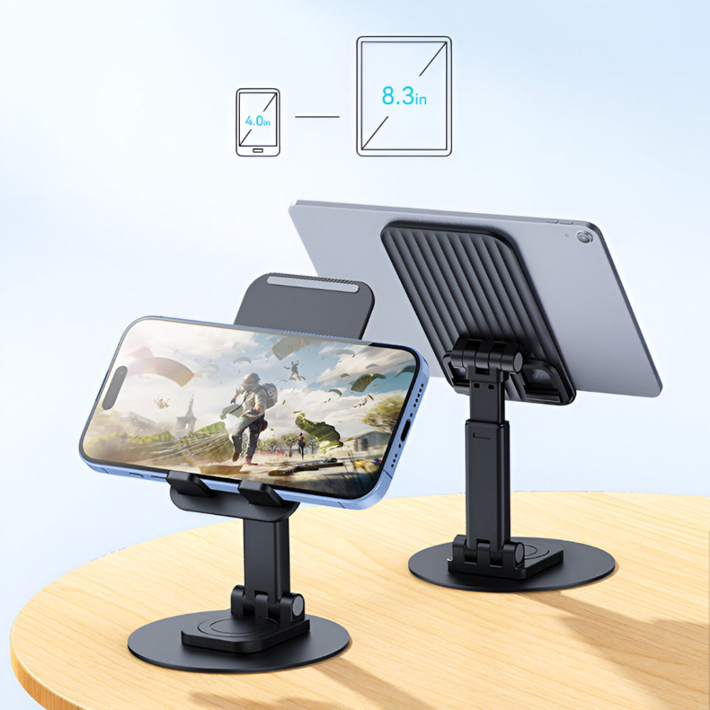 BWOO Foldable Desktop Phone Holder 360 Rotatable Desktop – Black [BO-ZJ132]