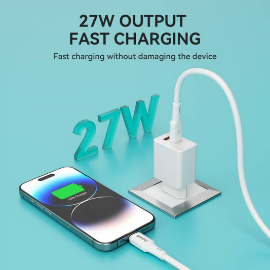 BWOO USB-C to lightning Soft Silicone Fast Charging Data Cable 27W PD (1M)(BO-X329CL) – White