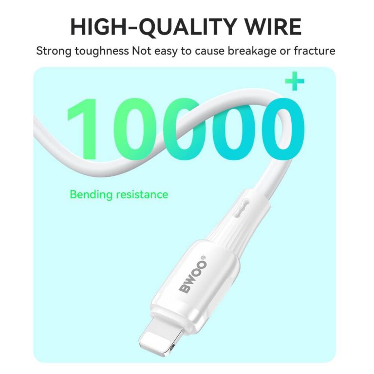 BWOO USB-C to lightning Soft Silicone Fast Charging Data Cable 27W PD (1M)(BO-X329CL) – White