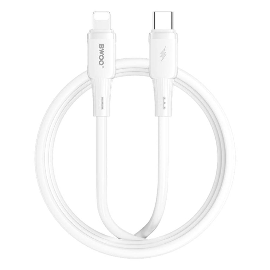 BWOO USB-C to lightning Soft Silicone Fast Charging Data Cable 27W PD (1M)(BO-X329CL) – White