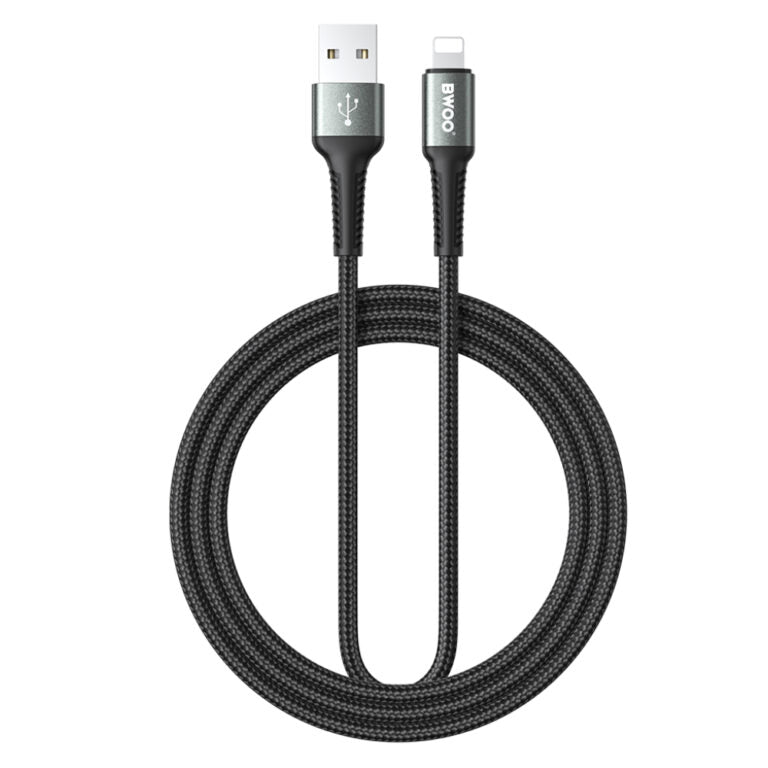 BWOO USB-A to Lightning Fast Charging Data Cable (2M)(BO-X288L-2M) – Black
