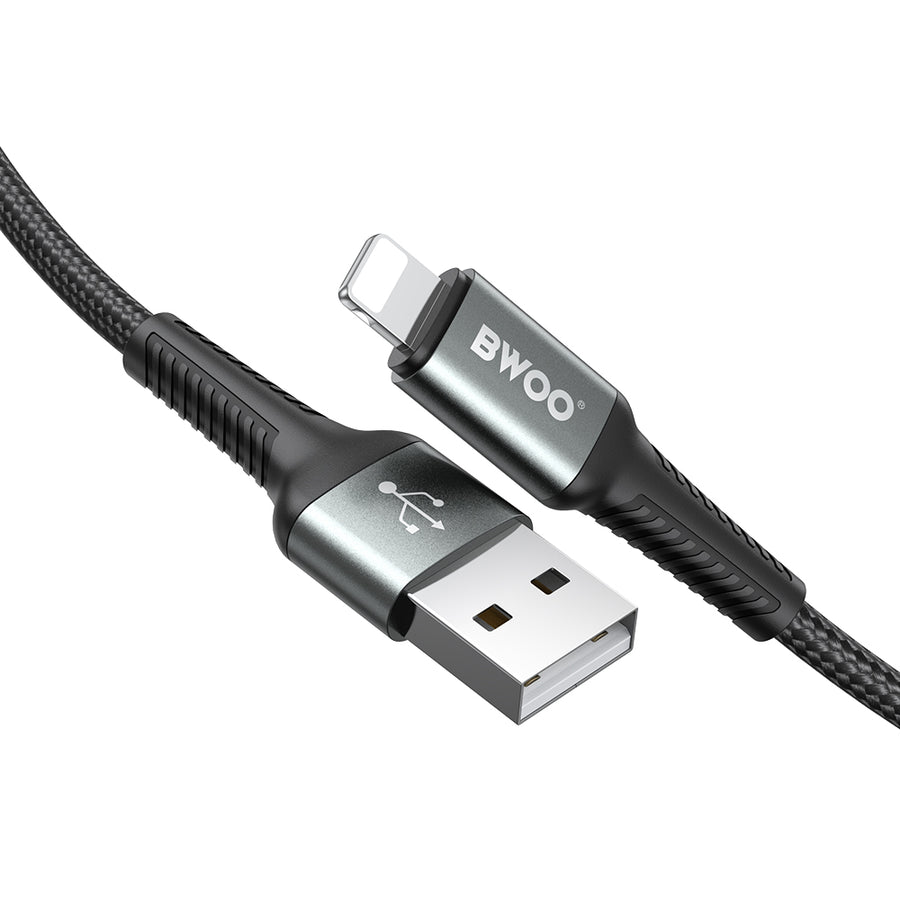 BWOO USB-A to Lightning Fast Charging Data Cable (2M)(BO-X288L-2M) – Black