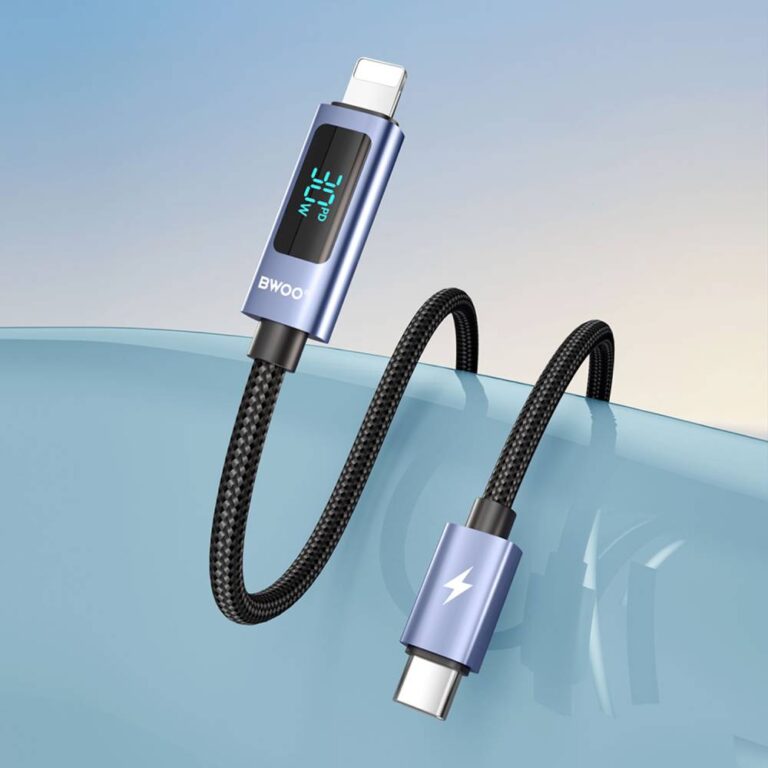BWOO Type-C To Lightning Charging Cable with LED Display 30W (1M) – Black [BO-X323C-L]