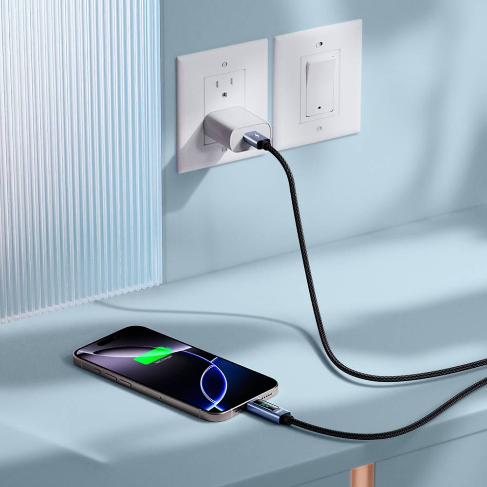 BWOO Type-C To Lightning Charging Cable with LED Display 30W (1M) – Black [BO-X323C-L]
