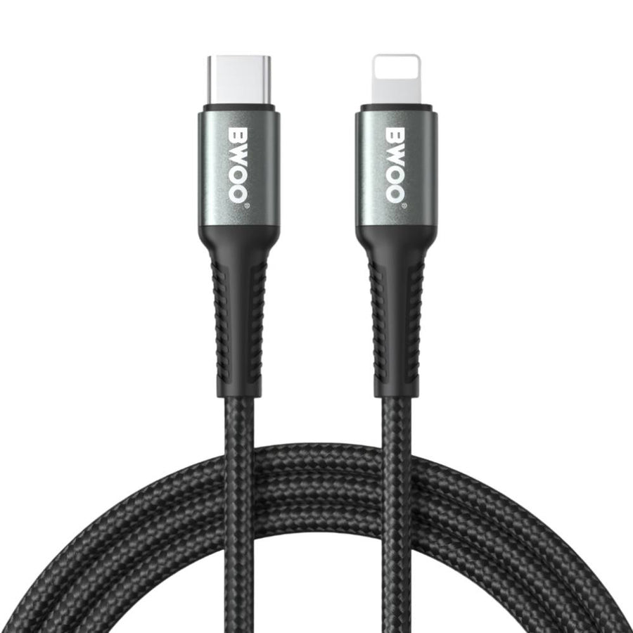 BWOO USB-C to Lightning Braided Fast Charging Cable PD 27W (2M) – Black [BO-X288C-L-2M]