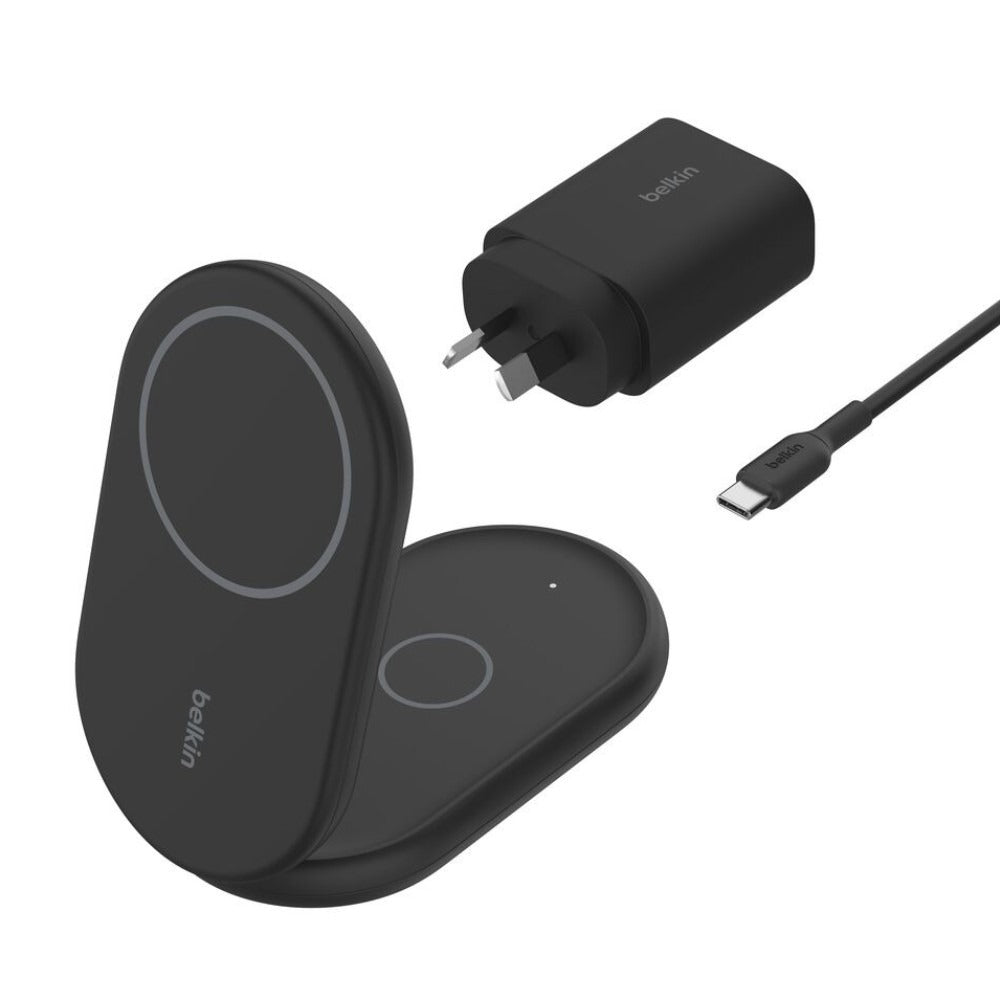 Belkin BoostCharge 2-in-1 Foldable 15W Wireless Charger Qi2 with 36W Wall Charger – Black