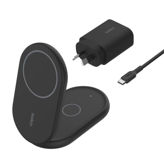 Belkin BoostCharge 2-in-1 Qi2 15W Wireless Charger with/ 36W Wall Charger - Black