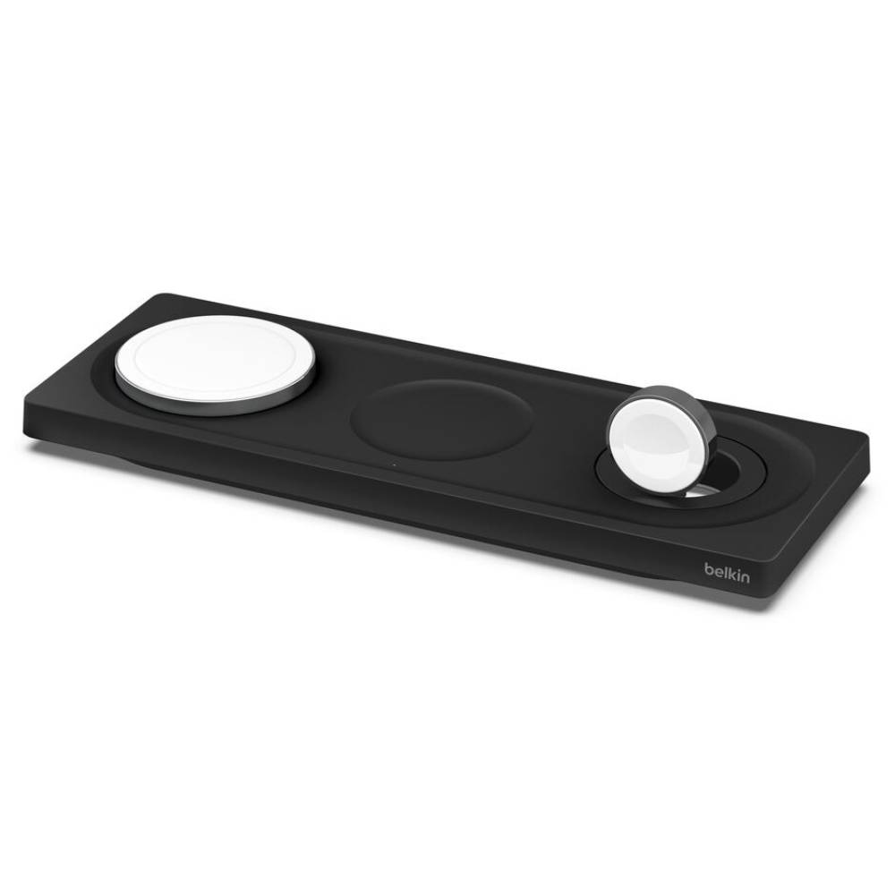 Belkin BOOST CHARGE PRO 3-in-1 Wireless Charging Pad with MagSafe Charging 15W + 40W AC Adapter (Black)