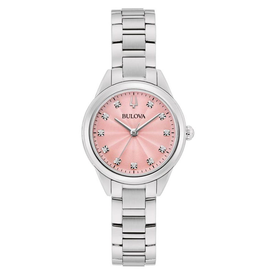 Bulova Classic Pink Dial Stainless Steel Women's Watch (96P249)