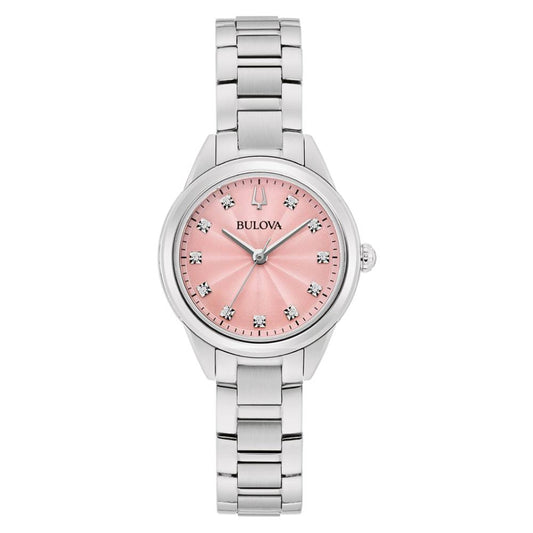 Bulova Classic Pink Dial Stainless Steel Women's Watch (96P249)