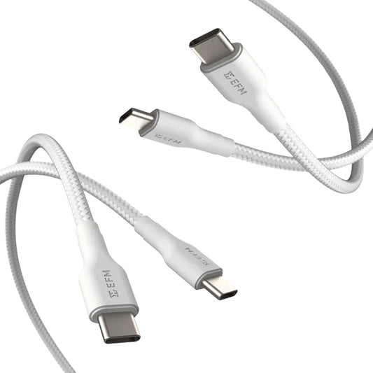 EFM USB-C Braided Cable Twin Pack - 1M With 60W Power Throughput - White