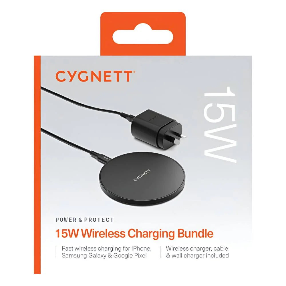 Cygnett 15W Wireless Charging Bundle + 20W Charger & Cable – Black