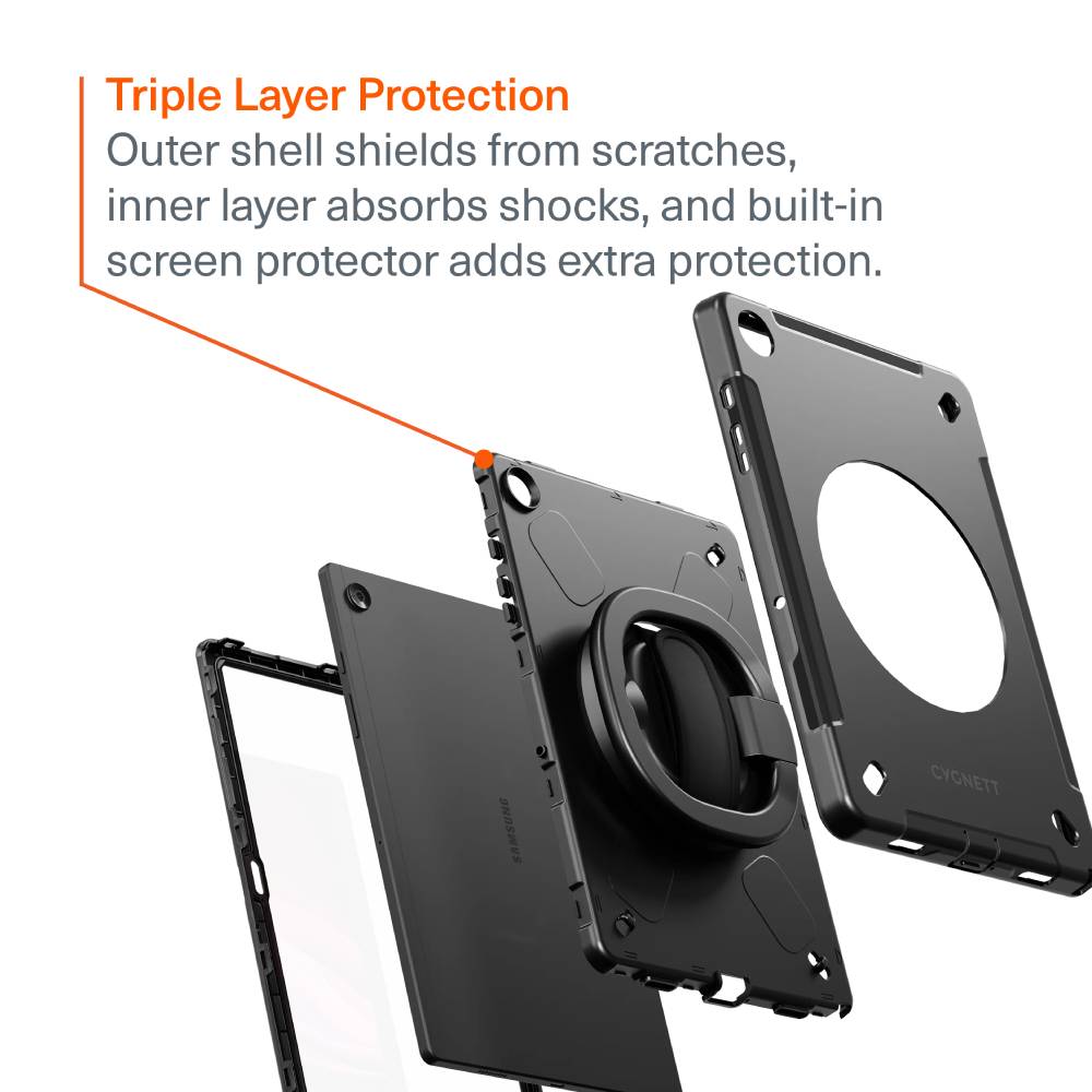Cygnett GripStand Heavy Duty Case (Suits Galaxy Tab A9+/ Tab A11+) – Black