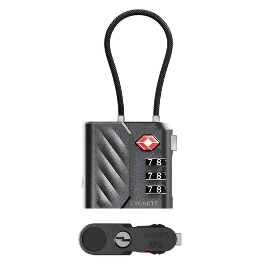 Cygnett Voyager Bluetooth TravelTag TSA Lock with USB-C Recharging – Black