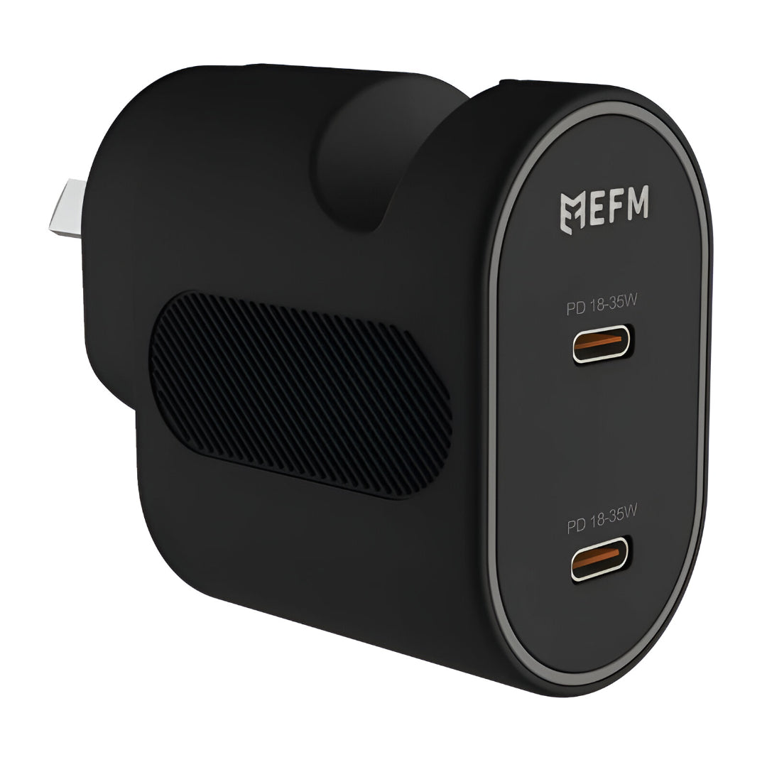 EFM 35W Dual Type-C Port Wall Charger With Power Delivery and PPS – Black