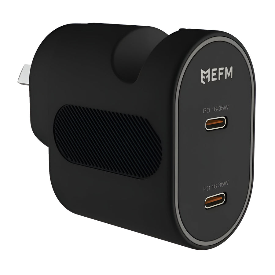 EFM 35W Dual Type-C Port Wall Charger With Power Delivery and PPS – Black