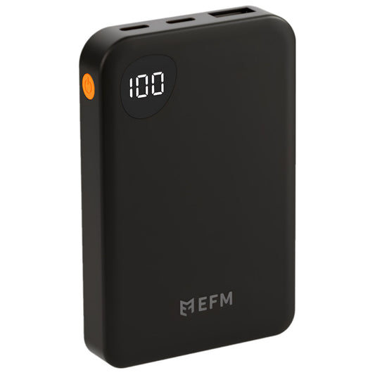 EFM 5,000mAh Essential Power Bank with Digital Display – Black