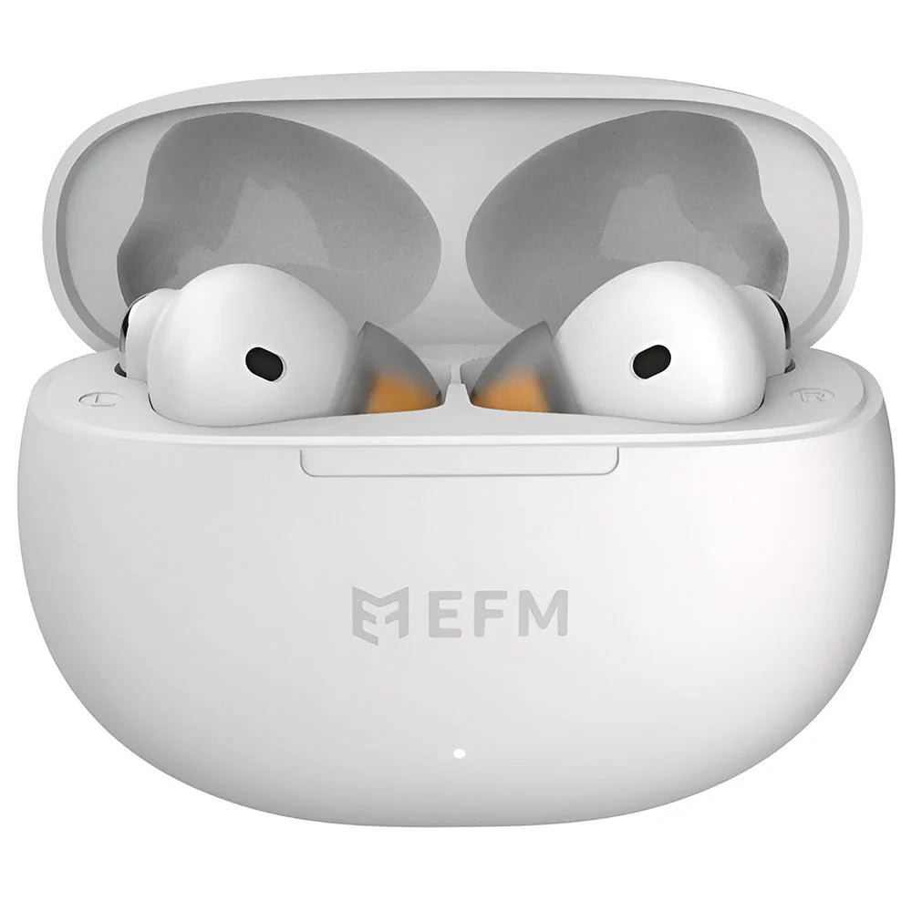EFM Boston TWS Earbuds with Wireless Charging - White
