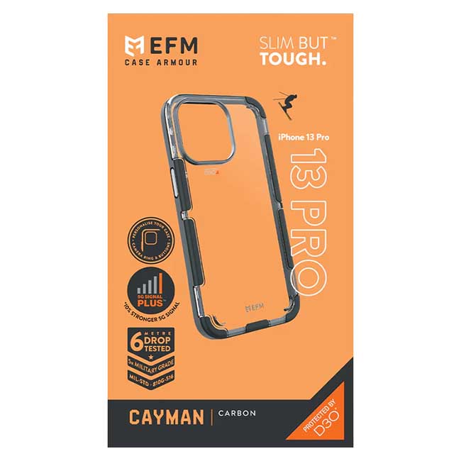 EFM Cayman Armour with D3O 5G Signal Plus Case For iPhone 13 Pro - Carbon