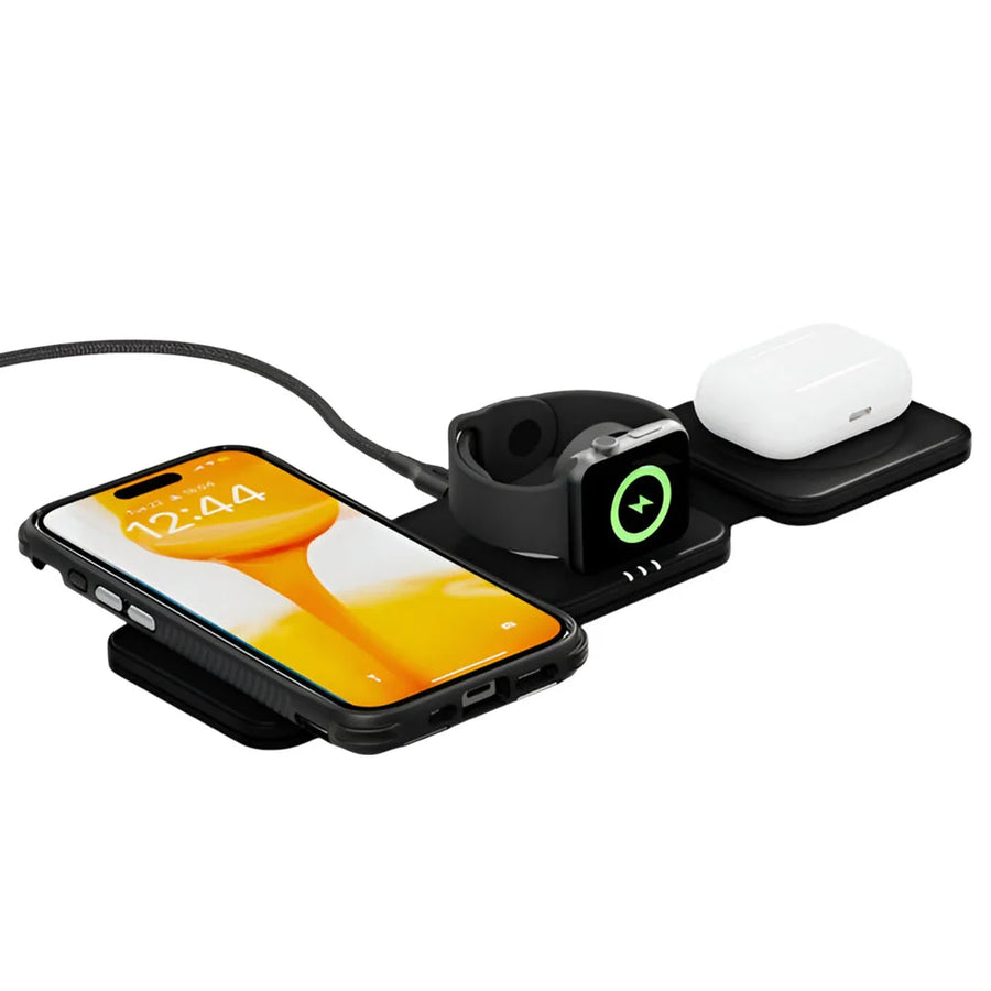 EFM FLUX Travel 3-in-1 Wireless Charger With 20W Wall Charger – Black