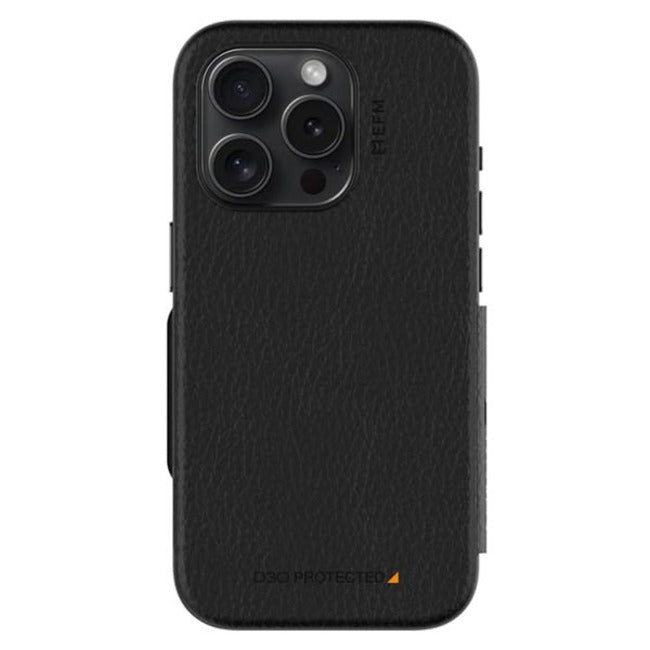 EFM Monaco Wallet Armour with D3O Case For iPhone 15 Pro Max - Black / Space Grey