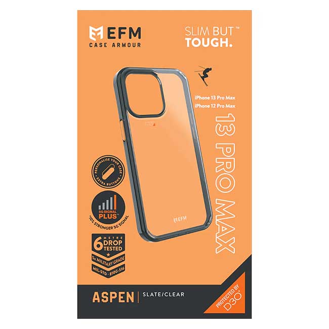 EFM Aspen Armour with D3O 5G Signal Plus Case For iPhone 13 Pro Max - Slate Grey