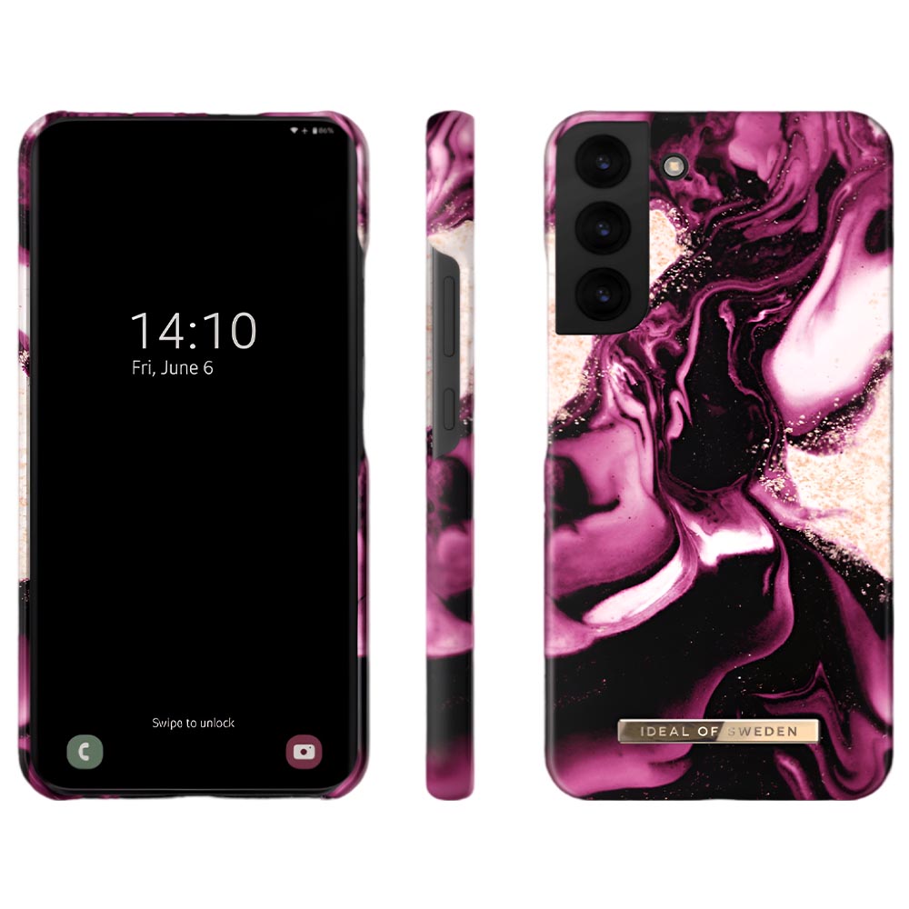 Ideal Of Sweden Fashion Case For Galaxy S22 - Golden Ruby Marble