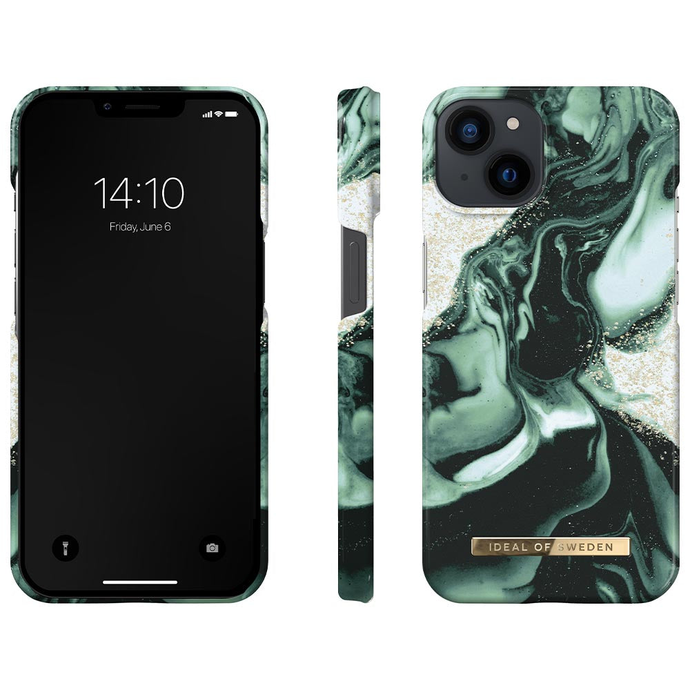 Ideal Of Sweden Fashion Case For iPhone 13 - Golden Olive Marble
