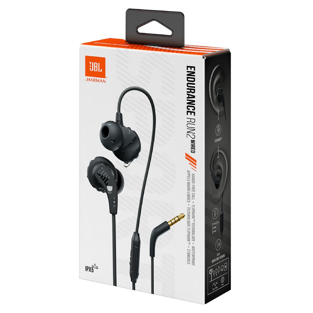 JBL Endurance Run 2 Waterproof Wired Sports In-Ear Headphones (Black)