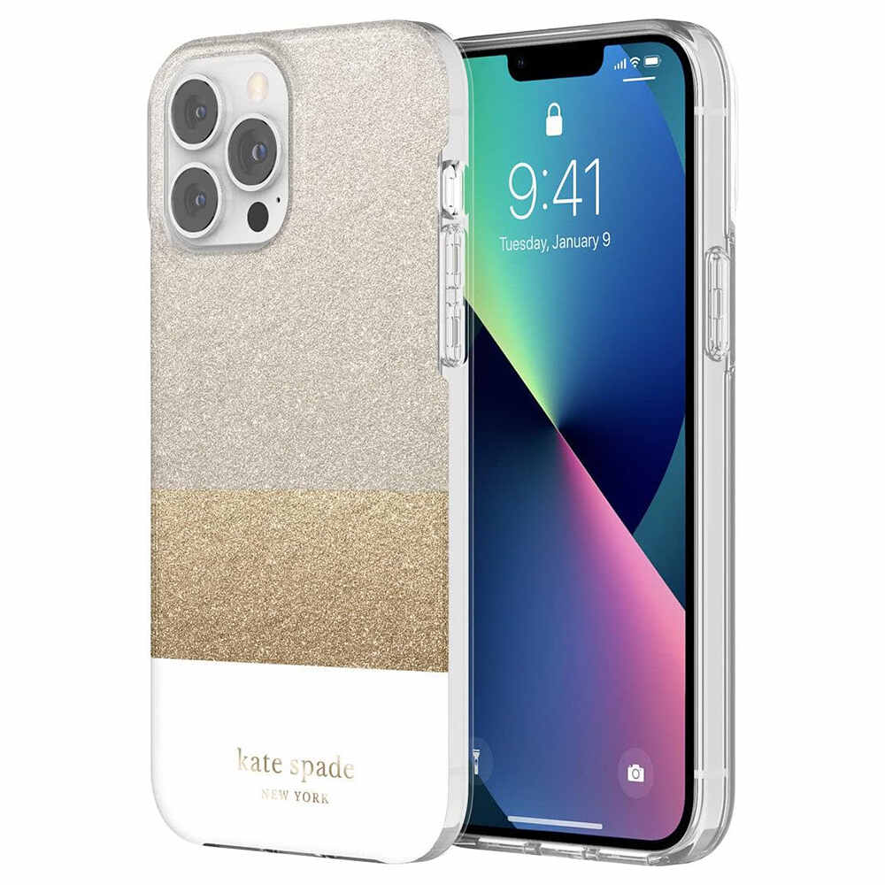 Kate Spade New York Protective Case For iPhone 13 Pro - Glitter Block White
