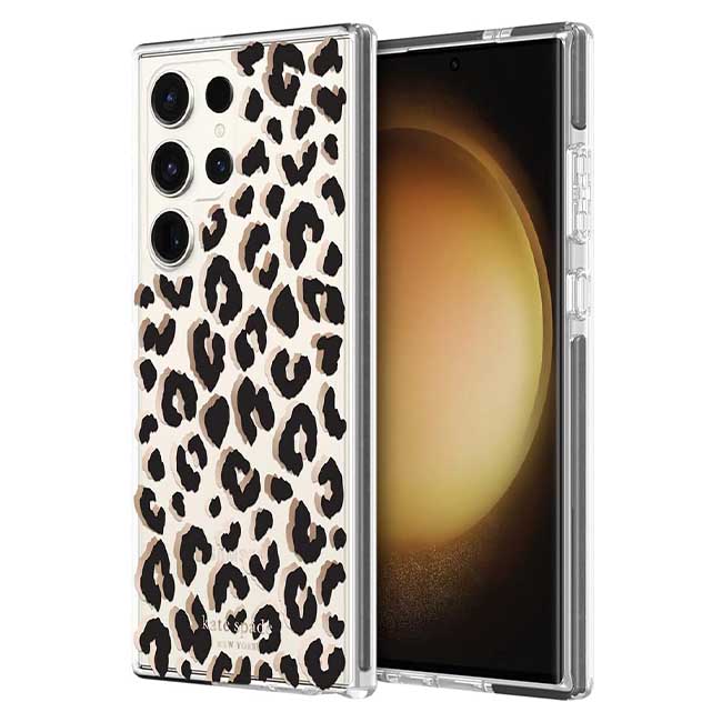 Kate Spade New York Defensive Hardshell Case For Galaxy S23 Ultra - City Leopard Black