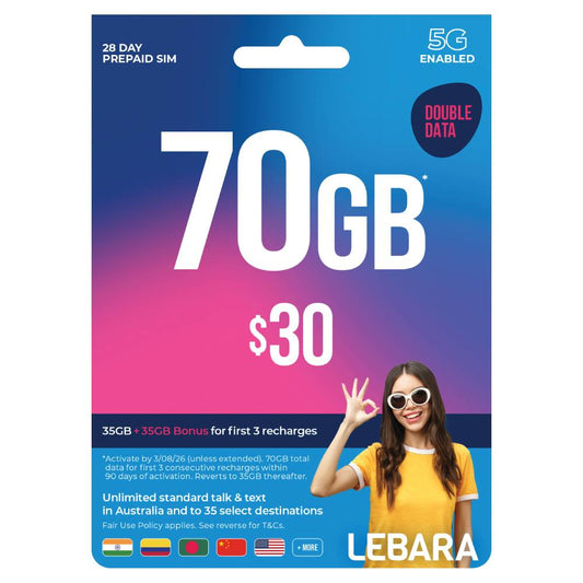 Lebara $30 Prepaid SIM Card