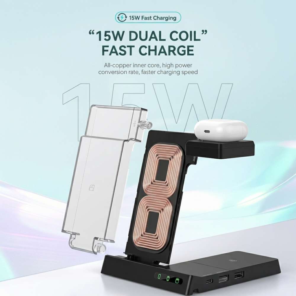 MUSOgear 6-in-1 Wireless & Wired Charging Station – Black [WC-01]