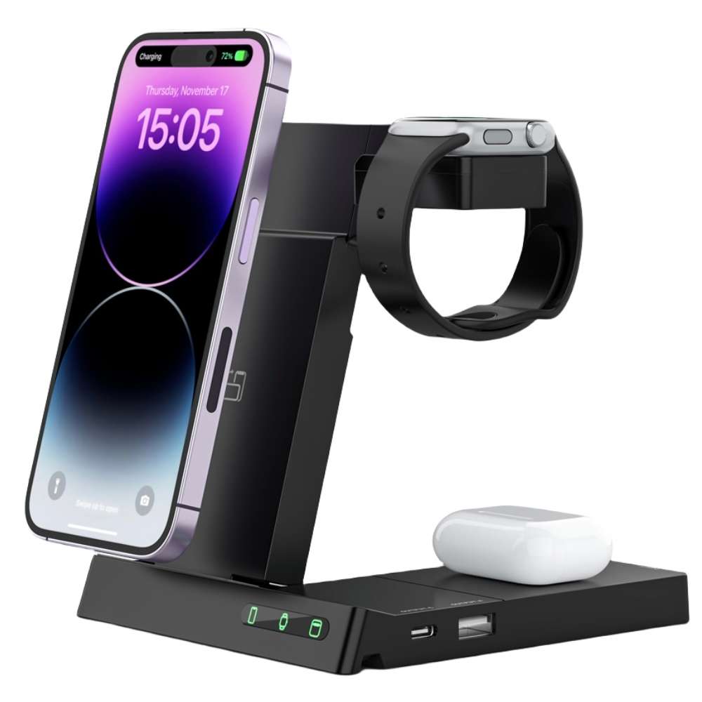 MUSOgear 6-in-1 Wireless & Wired Charging Station – Black [WC-01]