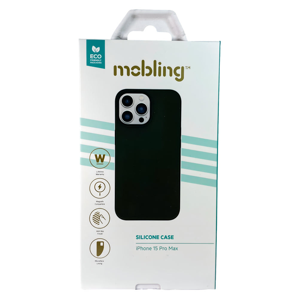 Mobling Silicone Liquid MagSafe Case For iPhone 15 Pro Max - Black