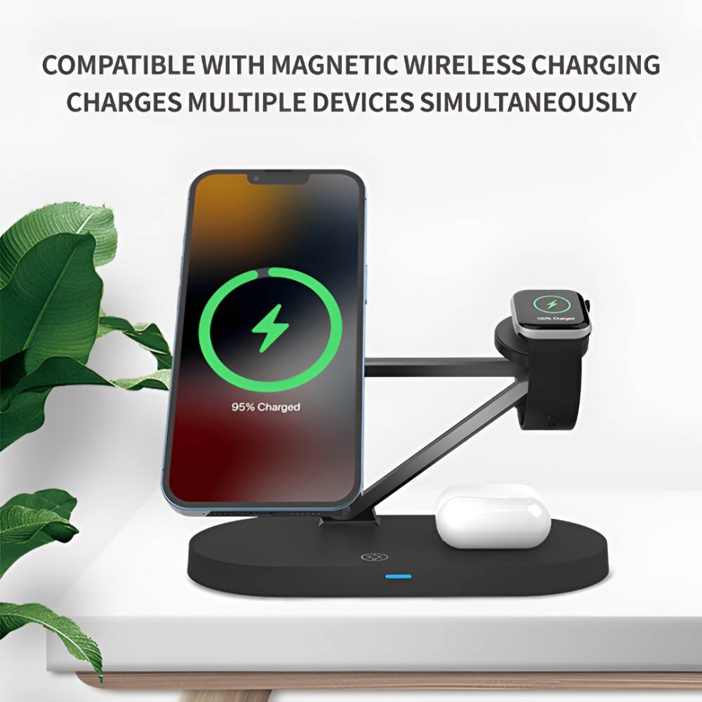 Oscar MagSafe 4-in-1 Fast Charging Stand with Adapter (Black)