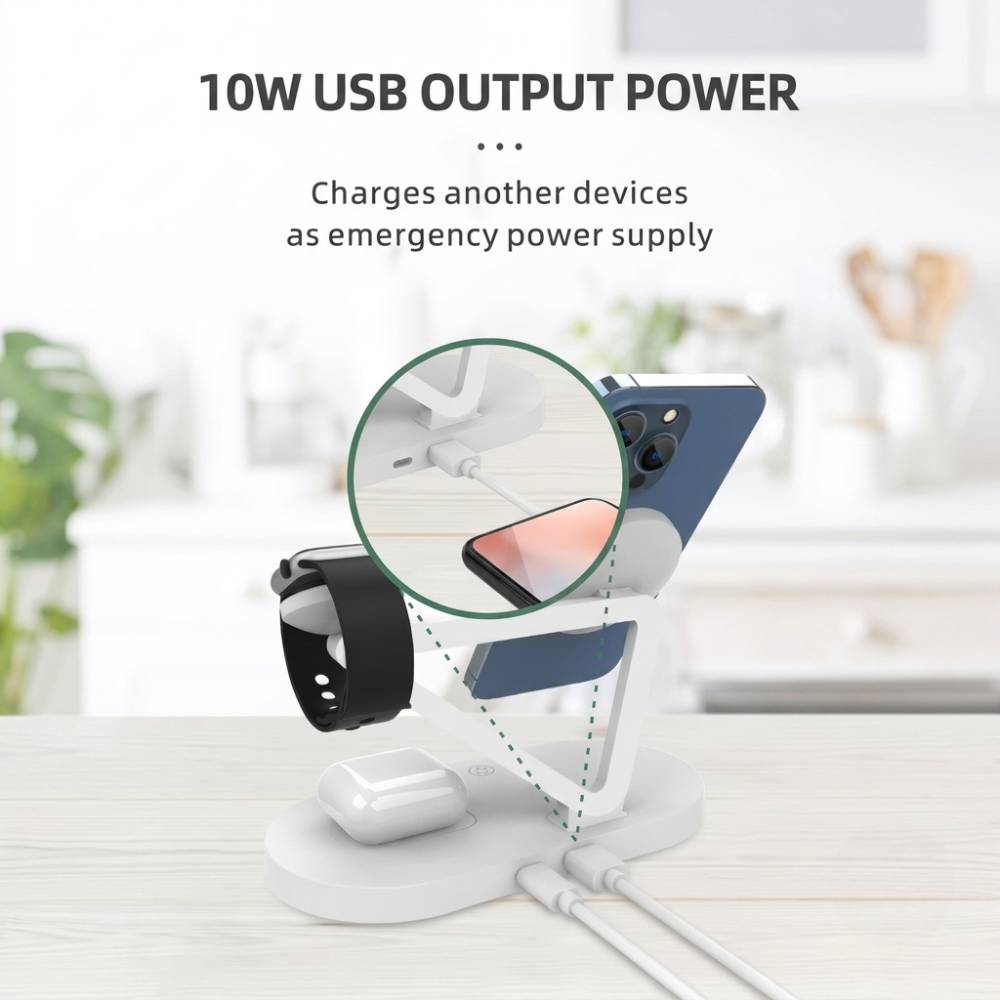 Oscar MagSafe 4-in-1 Fast Charging Stand with Adapter (White)