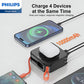 PHILIPS 3 in 1 Power Bank Wireless 10000mAh 20W Travel Charger with USB-C Cable and AU, EU, UK Adapt